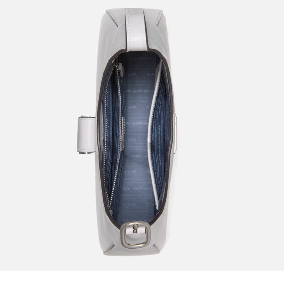 New Kate Spade Nouveau Small Shoulder Bag Smooth Leather Platinum Grey - Picture 4 of 4